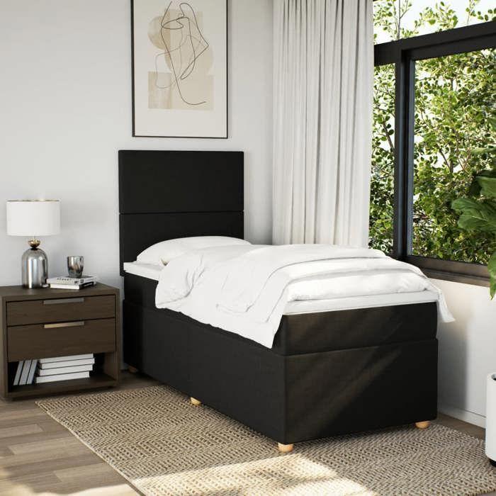 VidaXL Sommier à lattes de lit avec matelas Gris foncé 90x200 cm Tissu 3291164
