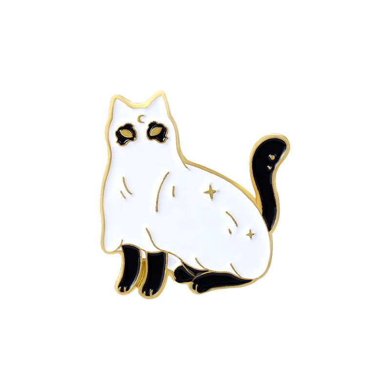 Unique Black Ghost Cat Brooch For Halloween Elegant Metal Badge Decorative Accessory