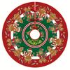 VIKAMA Christmas Tree Skirt Plaid Holly Berry Print Round Xmas Tree Mat Vintage Farmhouse Christmas Indoor Home Party Decor Rug