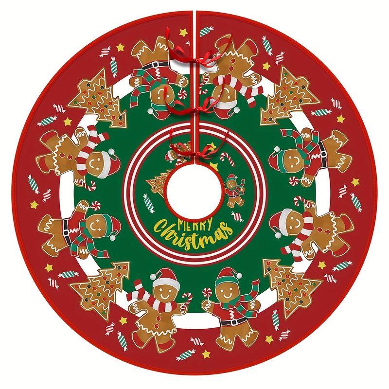 VIKAMA Christmas Tree Skirt Plaid Holly Berry Print Round Xmas Tree Mat Vintage Farmhouse Christmas Indoor Home Party Decor Rug