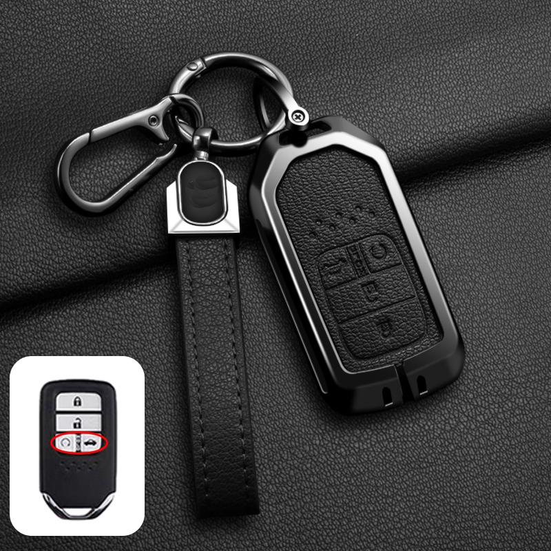 Carcasă Capac Cheie Mașină din Aliaj de Zinc și Piele pentru Honda Civic CRV HRV Accord Pilot Fit Freed Vezel Odyssey 2018 - 2022 Accesorii