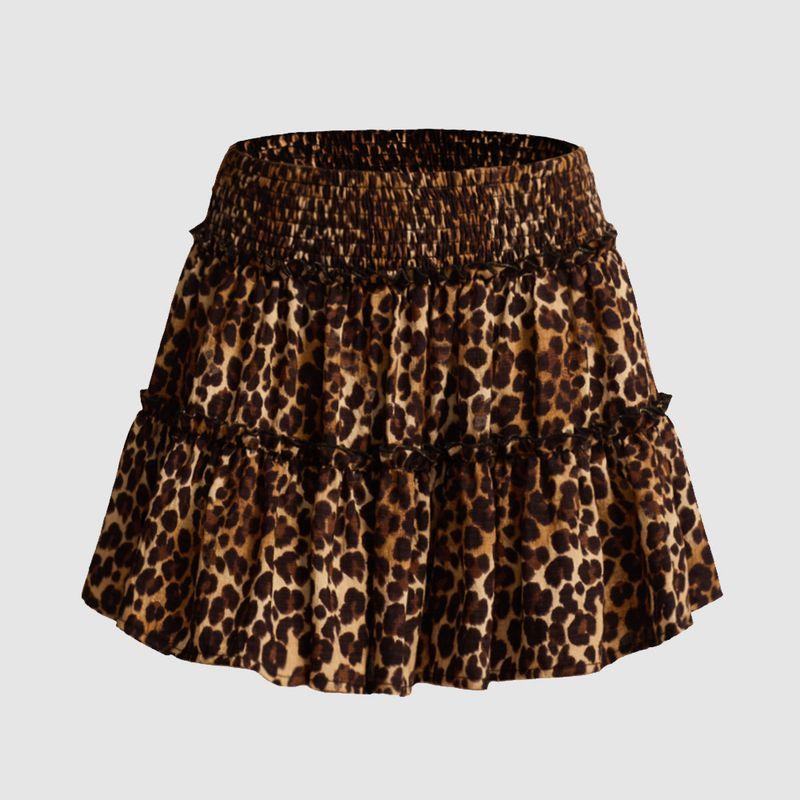 Printed Elastic Waist Half Length Skirt Women Print Elastic Waist Skirt