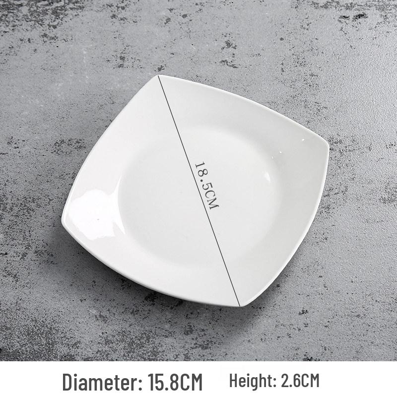 Gold-Rimmed White Ceramic Square Plate for Home: Dinner, Steak, Pasta, Dessert, Flat, or Shallow Use