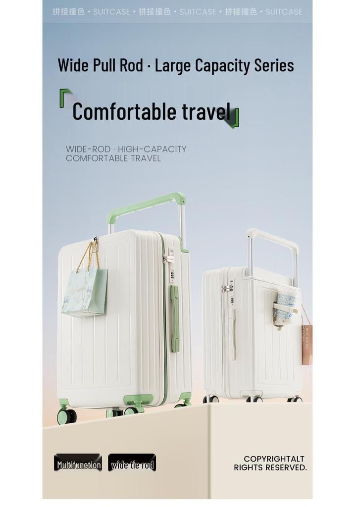 Women's Large Capacity Multifunctional Carry-on Suitcase with Wide Pull Rods and Universal Wheels for Students.