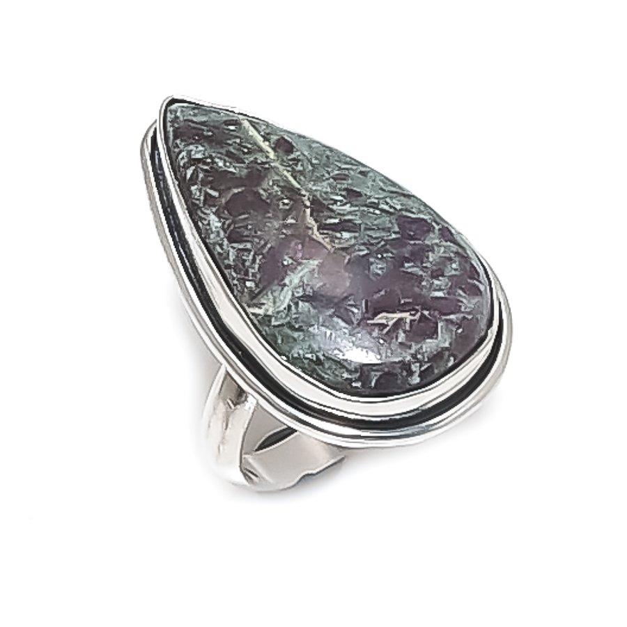 

Рубиновый Фуксит Драгоценный камень 925 Стерлинговое серебро Ювелирное кольцо Размер 8