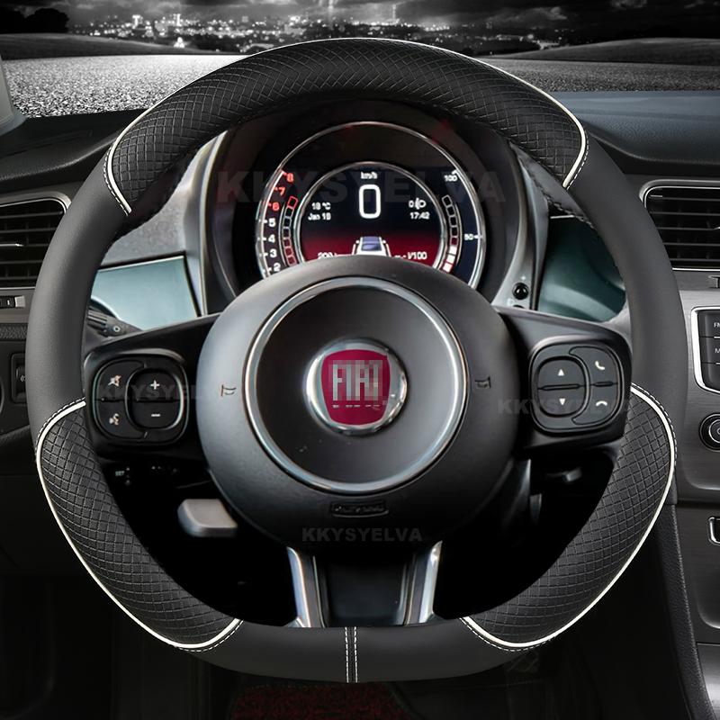 Car Steering Wheel Cover Microfiber Leather For Fiat 500 2007- 500e   500L 2014-2018 500X 2015- Auto Accessories