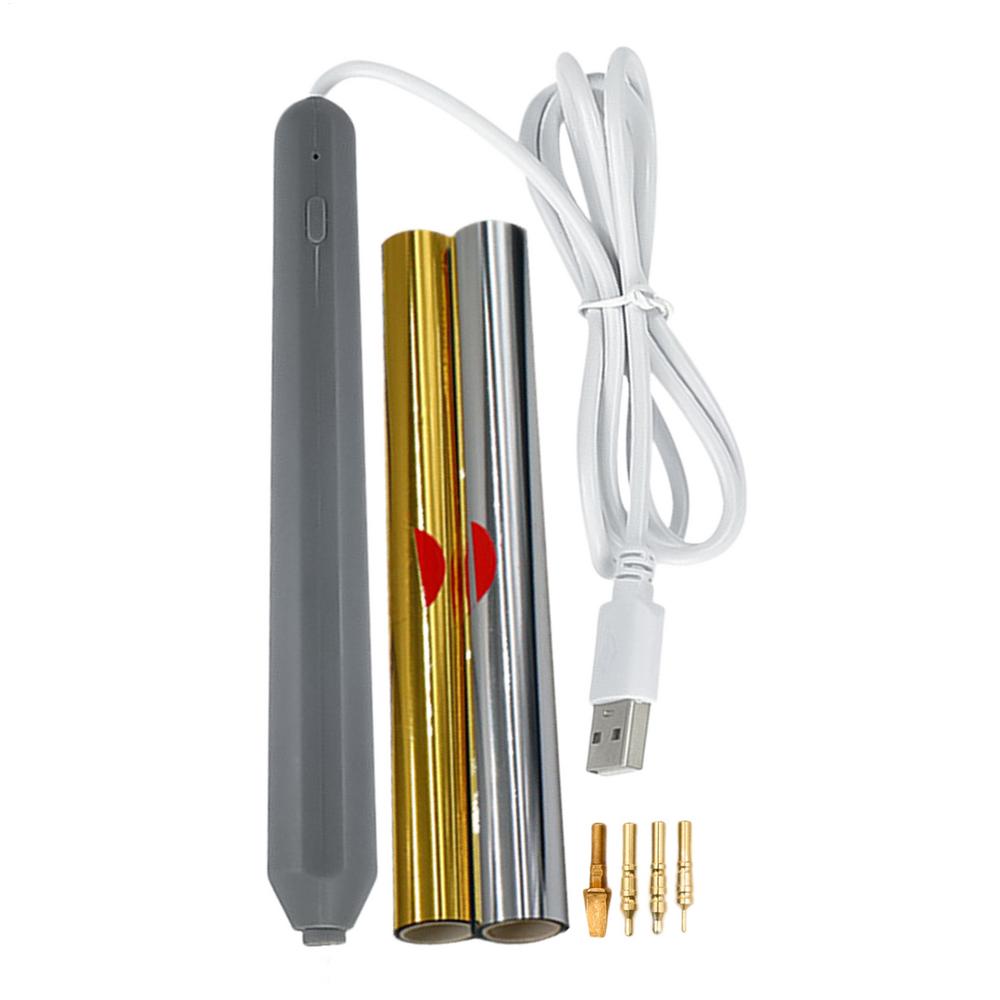 

USB Heat Foil Pen Set Stamping Pen for Scrapbooking Tool Kits WIth Gold & Silver Hot Foil Roll Drawing Pen for Scrapbook making