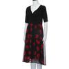 Women's Patchwork Swing Chiffon Dress Short Sleeve V Neck Midi Dress Plus Size Floral Wedding Guest Dress Summer Beach Flowy Sundress