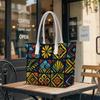 Vibrant Bohemian Tote Bag Geometric Print Casual Large Capacity Daily Carry Shoulder Handbag