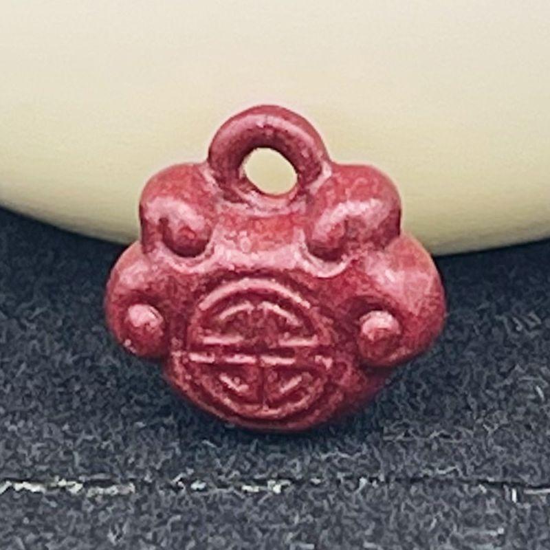 

DIY Cinnabar Ruyi Shou Character Small Pendant Necklace Beads Ruyi 1# [9*4*9 (height) mm]](Drop hole)
