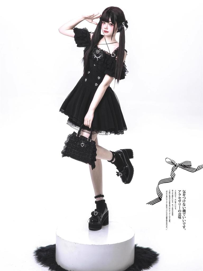 Qichenk Gothic Lolita Halloween Skirt Mini Princess Size M Dress, Cosplay, Women's, Stylish, Cute, Set, Girly, Lolita, Style, Black, 01,