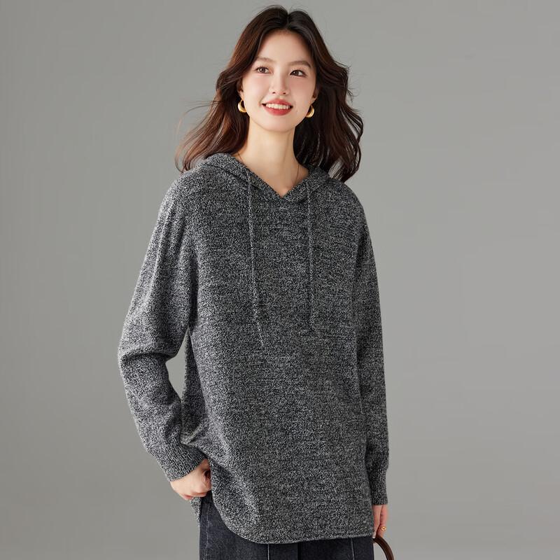Women's 100% Wool Hooded Pullover Sweater
