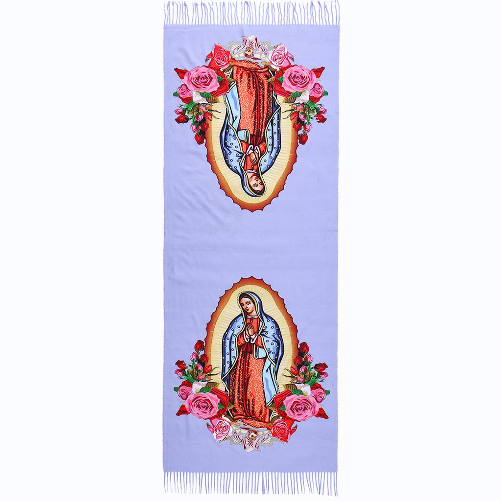 Printed Virgin Mary Of Guadalupe Scarf Men Women Winter Fall Warm Scarves Mexico Catholic Saint Shawl Tassels Wrap