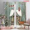 2pcs,2D Plane Printing Print Curtains Deer Cardinals Snowy House Versatile Polyester (without Rod) Art Deco Festive Use for