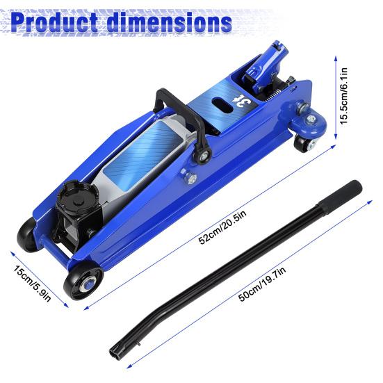 3 Ton Floor Jack (6600 Lbs), Steel Heavy Duty Hydraulic Car Jack, Fast Lift Floor Jack with Wheels, Lifting Range