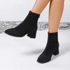2025 New Women's Fashion Boots Square Toe Rough Heel High Elastic Short Boots Leopord Fashion Comfortable Plus-size Women Shoes