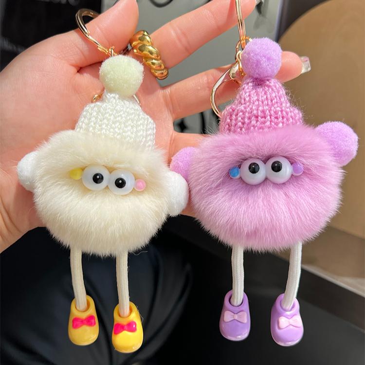

Little Coal Ball Elf Back Bag Pendant Ins Internet Celebrity Cute Plush Doll Car Keychain Pendant рожевий
