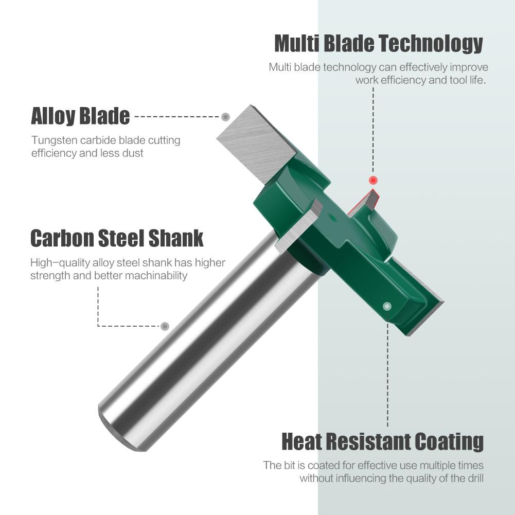 Four-Blade T-Knife Bottom Cleaning Knife Slotting Knife Woodworking Milling Cutter Engraving Machine Cutter Head Large Diameter Slotting Knife