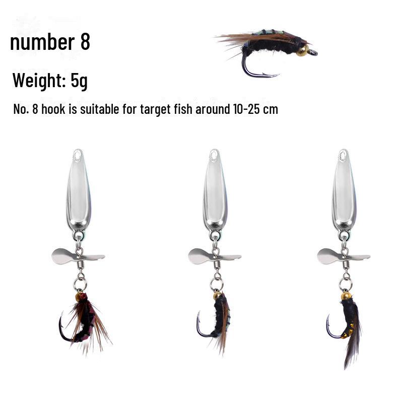 Kung Fu Fly Fishing Set: Rotating Propeller, Melon Seeds, Sequin Hook, Micro Fake Bait, Horse Mouth White Bait