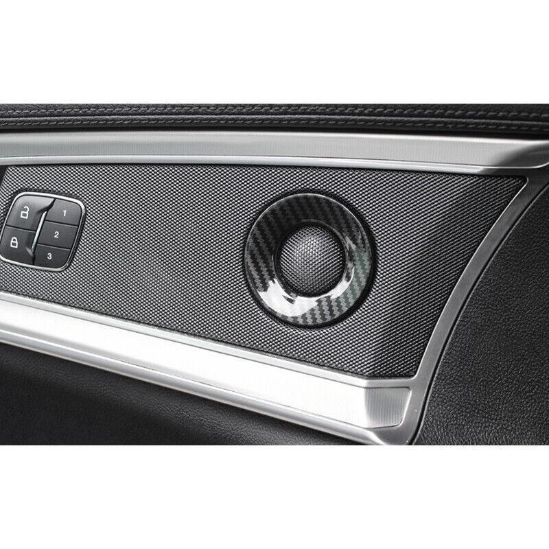 For Lincoln MKZ 2014-2020 ABS Carbon Fiber Inner Door Speaker Sound Ring Trim 4X