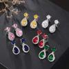 High Quality Geometric Drop Colorful Zircon Clip On Earring for Women Without Piercing Ear Clip for Women Luxury Wedding Jewelry