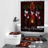 Bathroom 4-Piece Christmas Digital Printing Bathroom Non-Slip Mat U-Mat And Shower Curtain Set