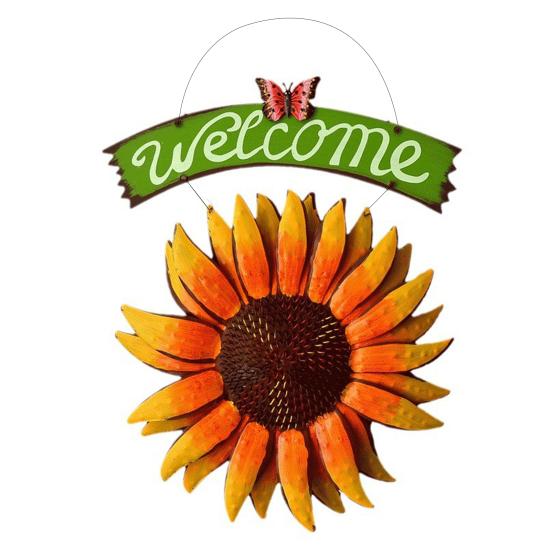 

Sunflower Welcome Sign Metal Wall Hanging Plaque Rustic Decorative Door Hanger for Front Door Porch Wall Indoor Outdoor Spring Decor S