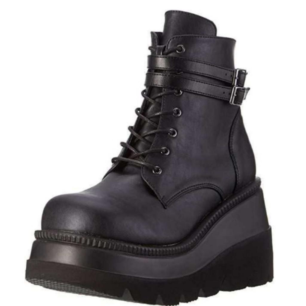 Martin shoes new European and American bright leather lace-up platform short boots women's large size women's boots