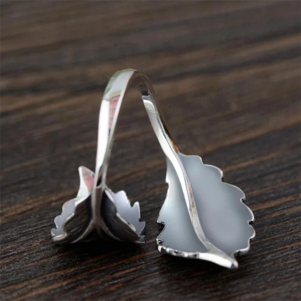 Huitan Punk Leaf Opening Ring for Women Antique Zinc Alloy Color Hip Hop Girls Accessories Vintage Rings Adjustable Finger Zircon
