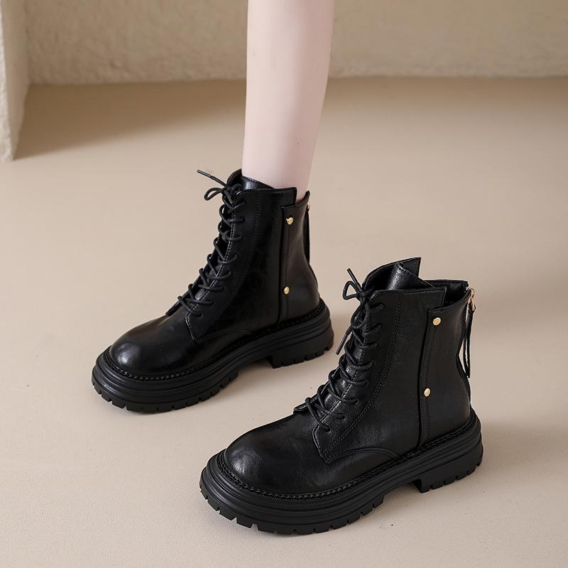 2025 new niche retro platform Martin boots women's versatile small British style thin boots short boots knight boots