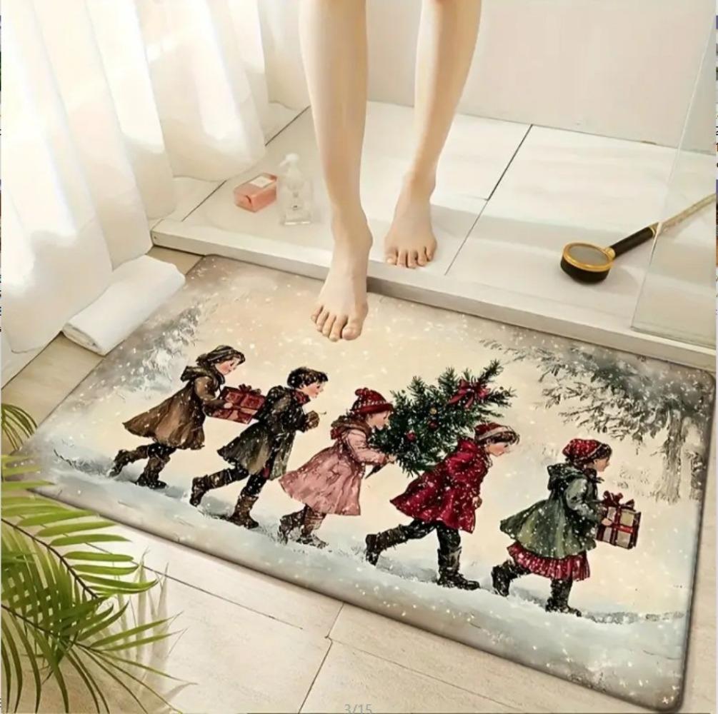 

Коврик для пола «Санта-Клаус», Водопоглощающий Нескользящий Кристальный Вельветовый Коврик для ног, Дверной коврик 120*160cm