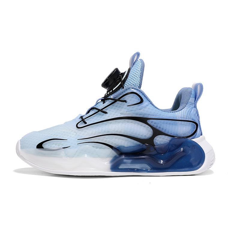 2025 new middle-aged and older children's shock absorption children's button shoes boys breathable mesh sports shoes summer running shoes