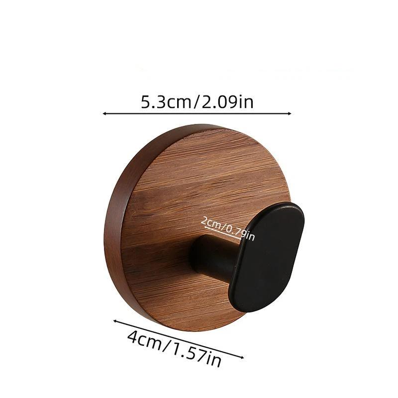 Natural Wood Self-Adhesive Wall Hooks Heavy Duty No Trace Coat Hangers for Towel Hat Bag Bathroom Kitchen Dorm