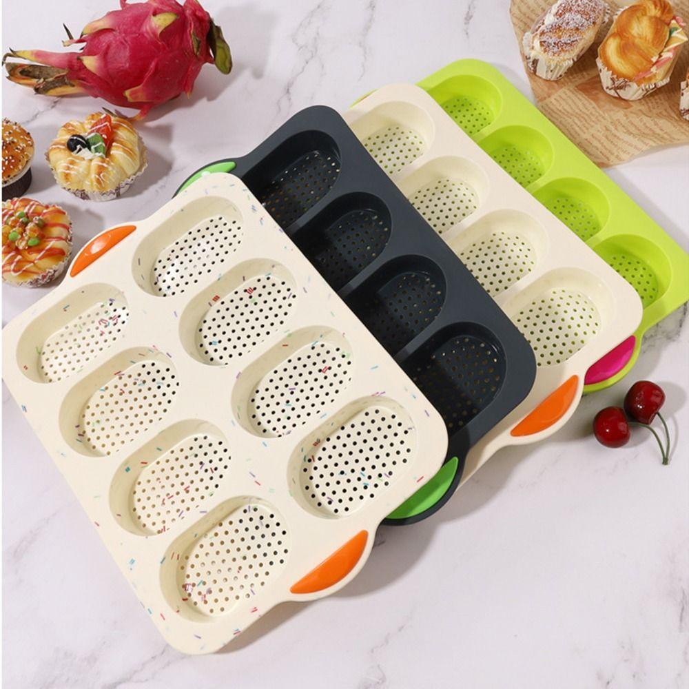 8 Grids Bread Baking Form Silicone Hamburger Bun Mold Silicone Baking Pan  Kitchen Bakeware