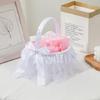 Sturdy Decorative Flower Girl Basket with Ribbon and Bowknot for Wedding Processions Ceremony Daily Use Trendy Women