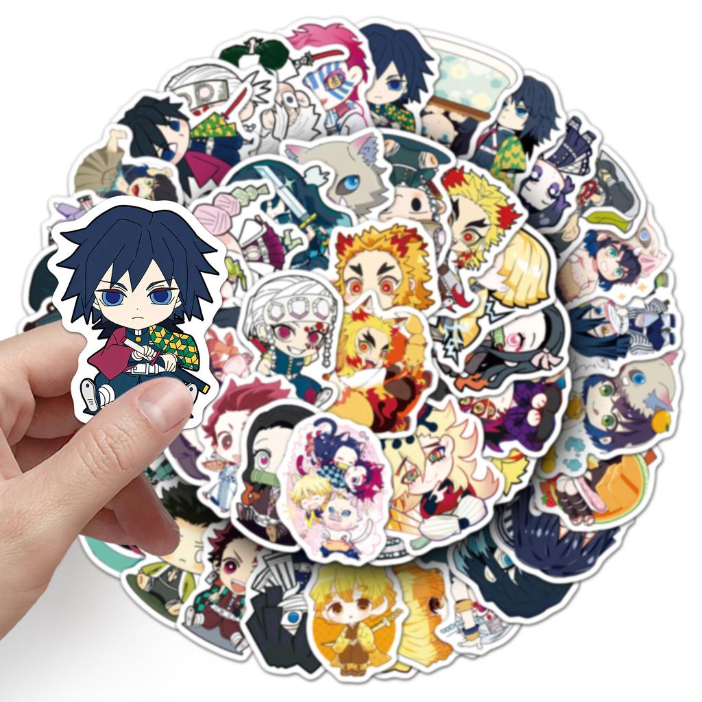 50 Pcs Chibi Demon Slayer Anime Stickers Waterproof Decals For Phone Case Handbook Journal Scrapbook DIY Decor For Anime Fans