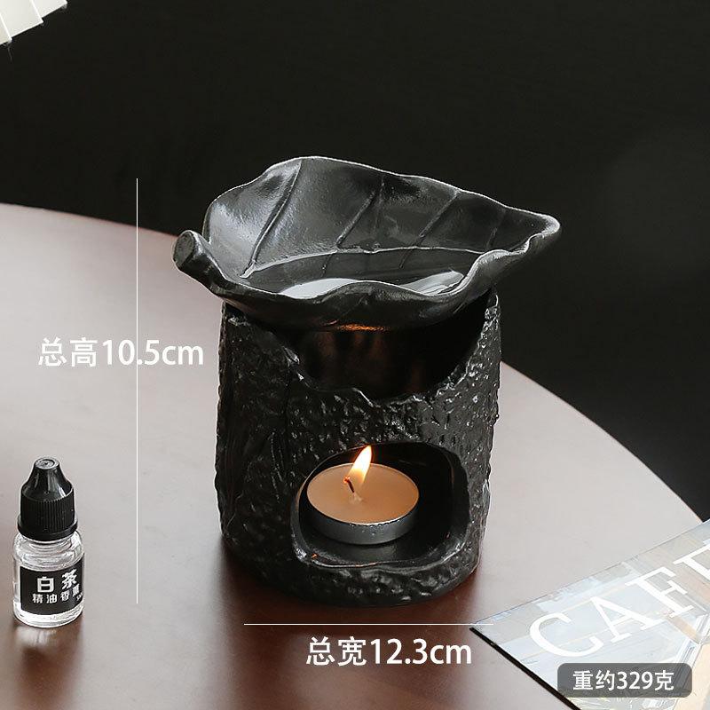

Ceramic Candle Holder Oil Burner Trim Aromatherapy Diffuser Heating Wax Melting Stove for Home Candle Wax Melting Decor Gift чорний