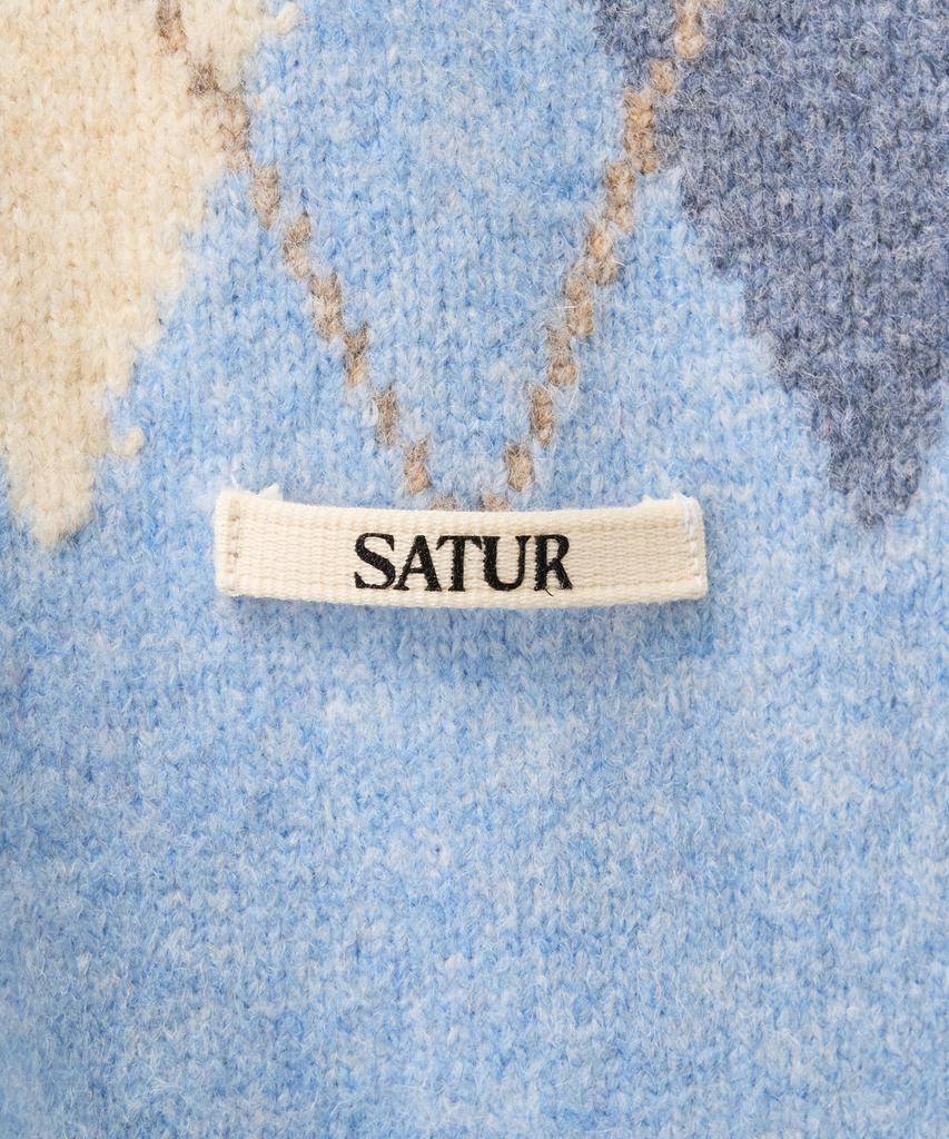 Seteo (W) Argyle V-Neck Pullover Knit Sky Blue