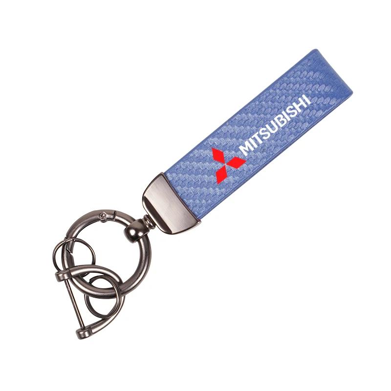 for Car Exquisite Carbon Fiber Keychain Auto Styling Custom Key Ring Mitsubishi Colt I200 Outlander Pajero Lancer Triton Jinxuan