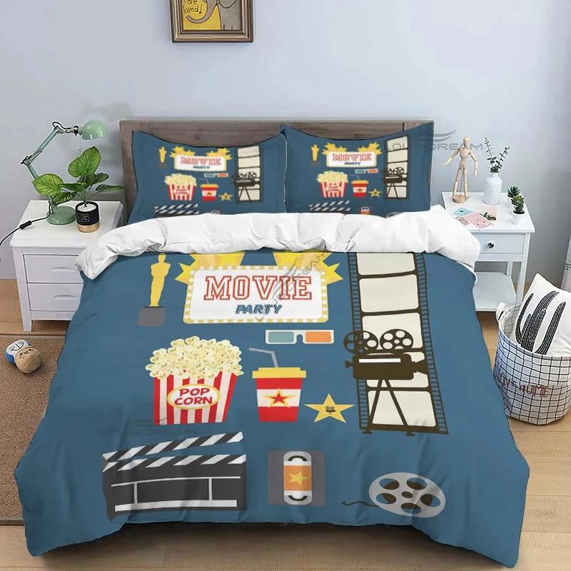 Movie Film Clap Board Patterns Comforter Bedding Set,Duvet Cover Bed Set Quilt Cover Pillowcase,King Queen Size Bedding Set