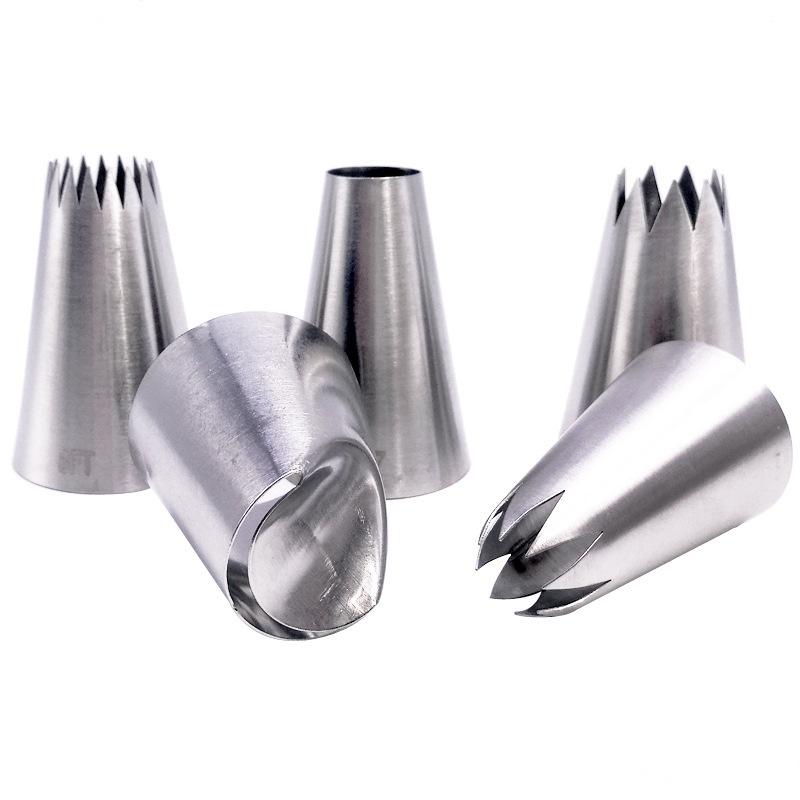 5pcs Large Metal Cake Cream Decoration Tips Set Pastry Tools Stainless Steel Piping Icing Nozzle Cupcake Head Dessert Decorators.