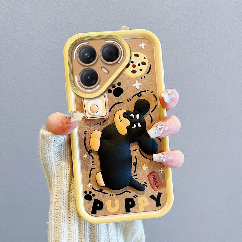 KEYSION Shockproof Case for TECNO Pova 7 Ultra 5G with Lanyard Soft Silicone Cute 3D Cartoon Doll Phone Back Cover for Pova 7 Ultra