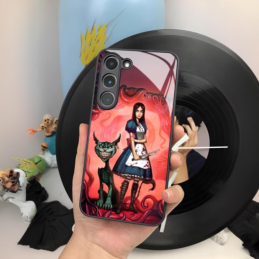 Game A-Alice Madness R-Returns Phone Case For Samsung Galaxy S25 S24 S23 S22 S20 S21 Note20 Ultra Plus Edge Fe Colored Silver Co