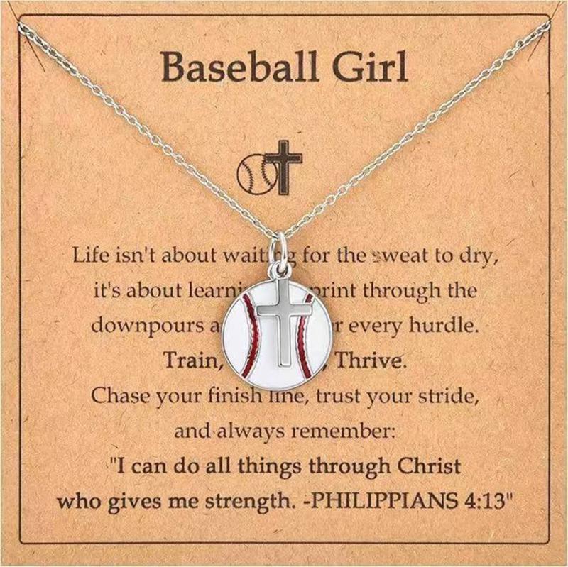

Sporty Crosses Pendant Necklace For Baseball Football Softball Tennis Fans With Adjustable Chain Lightweight Copper Jewelry