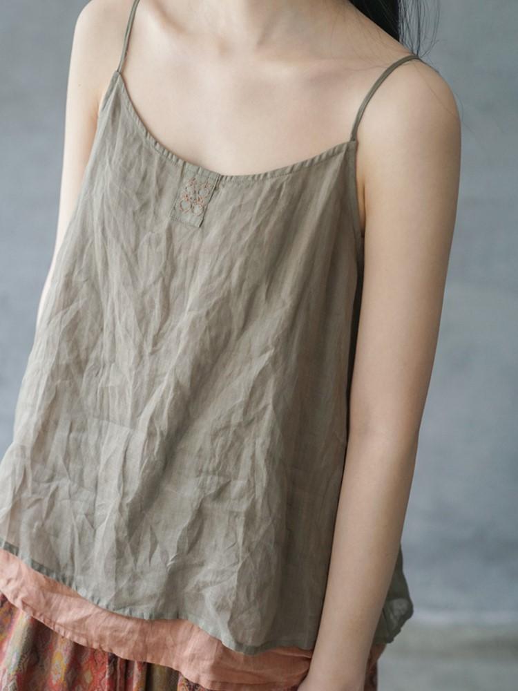 Женские винтажные майки Johnature с вышивкой в ​​стиле пэчворк — фото 6