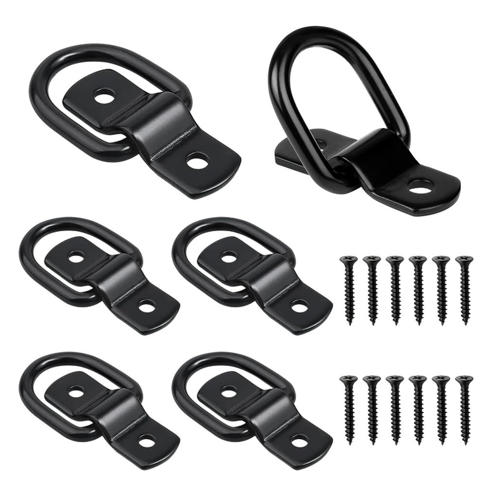 Steel D Rings Lashing Eyelets Heavy Duty Rustproof Assembly Rings For Truck Boat RV ATV Garage Installation With Screws