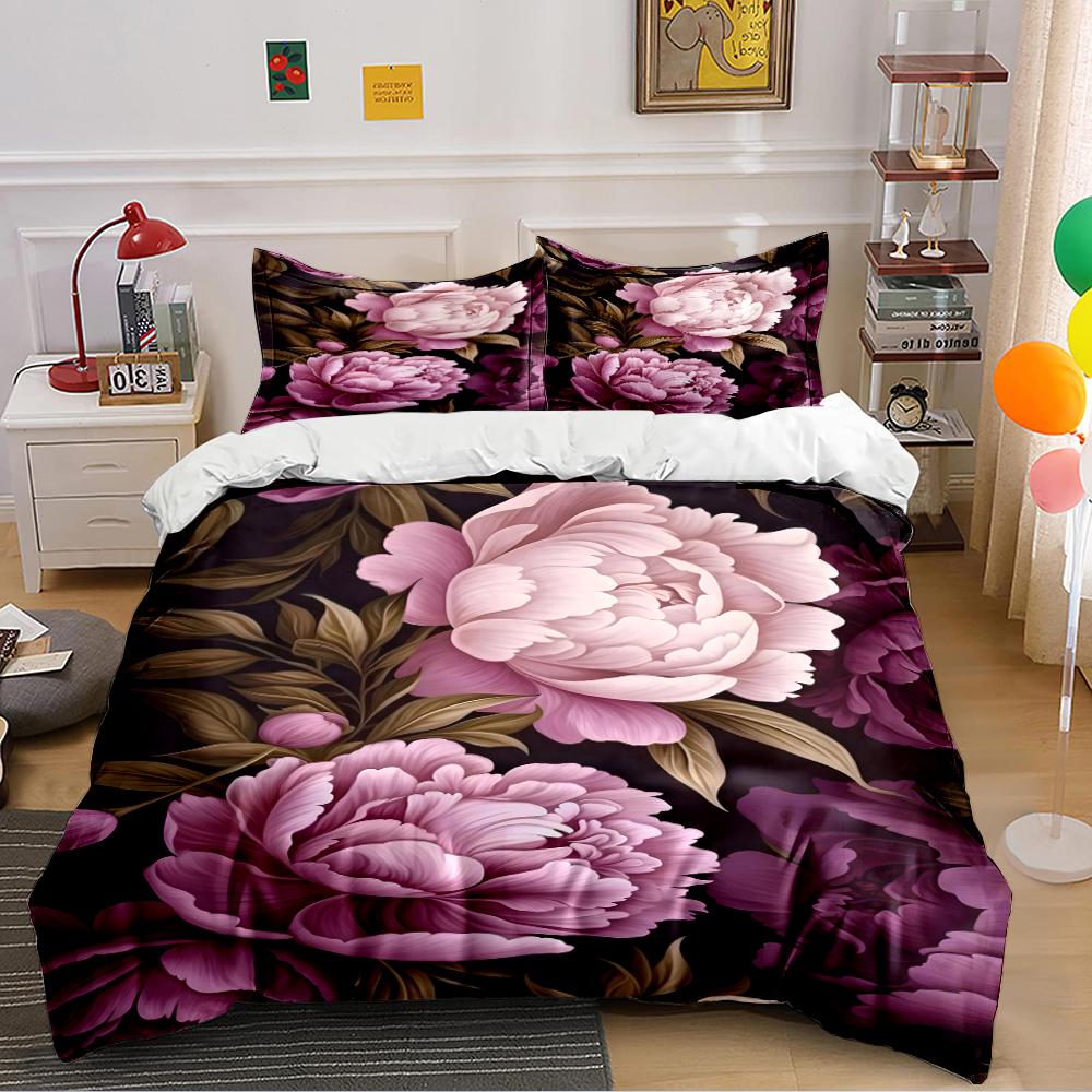 Elegant Floral Pattern Bedding Set Bedding Set (1 Duvet Cover, 2 Pillowcases, Duvet Not Included)