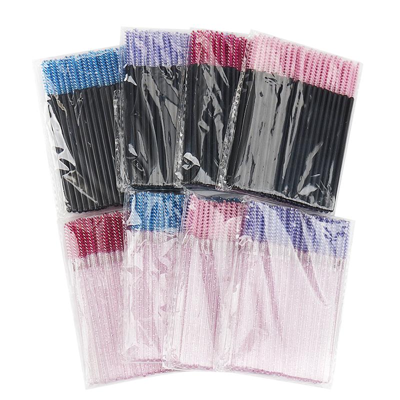 NEW 50Pcs Makeup Eyelash Brushes Disposable Crystal Eyebrow Brush Diamond Handle Mascara Wand Applicator Lashes Extension Tools