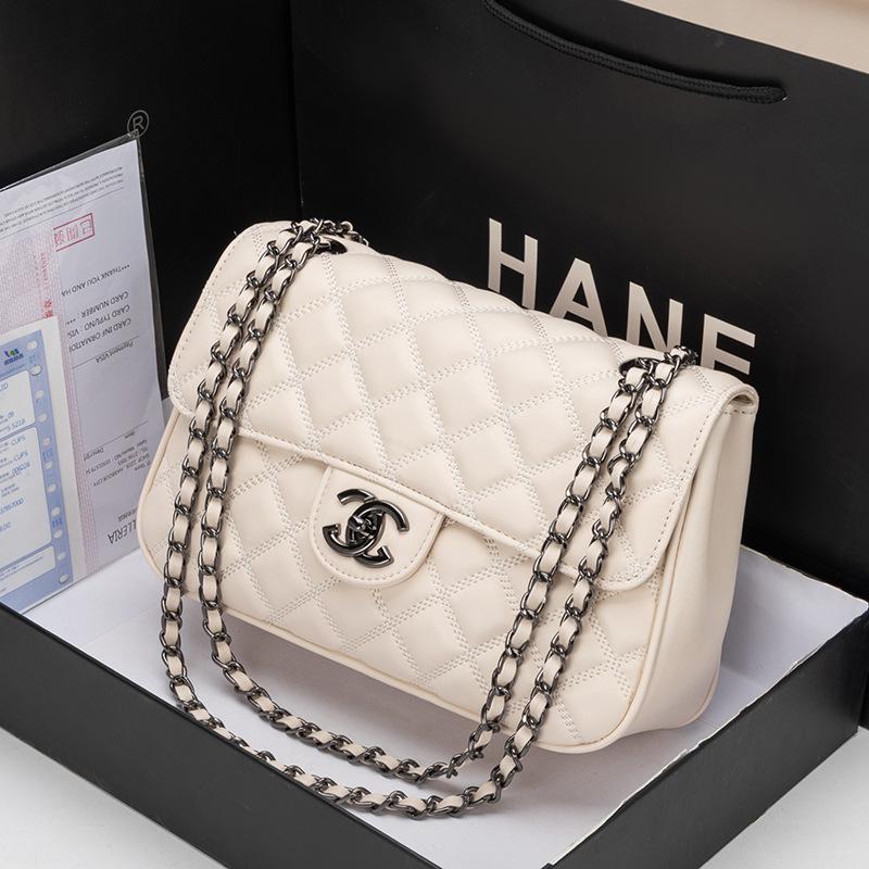 Xiaoxiangfeng Echte Leder Damen Tasche Gitter Kette Neue Modische Vielseitige Schulter Hochwertiges Gefühl Klassische Crossbody