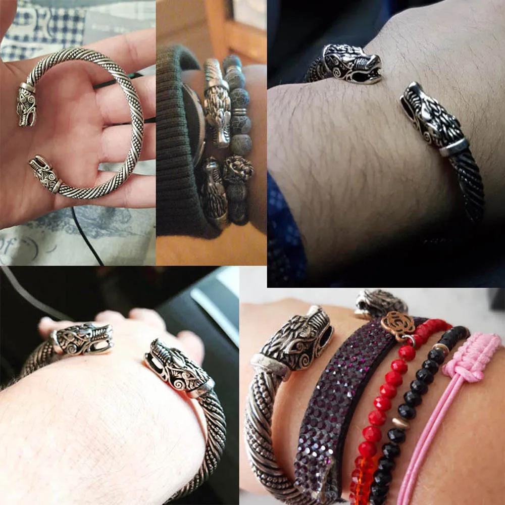 Copper Dragon Head Cuff Bangle Male Female Animal Adjustable Size Hand Arm Jewelry Gold Vintage Silver